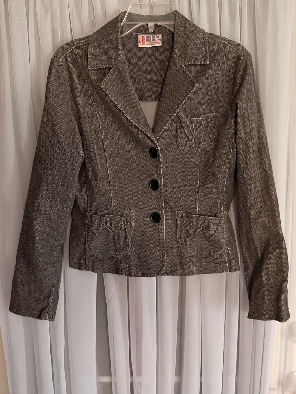 bill blass Y2K Tailored Grey Three-Button Blazer PM